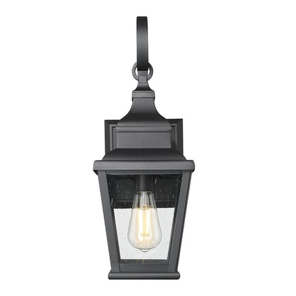 Z-Lite Raphael 1 Light Outdoor Wall Light, Sand Black/Clear Seedy