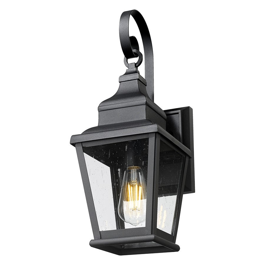 Z-Lite Raphael 1 Light Outdoor Wall Light, Sand Black/Clear Seedy