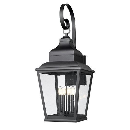 Z-Lite Raphael 4 Light Outdoor Wall Light, Sand Black/Clear Seedy - 5029XL-BK