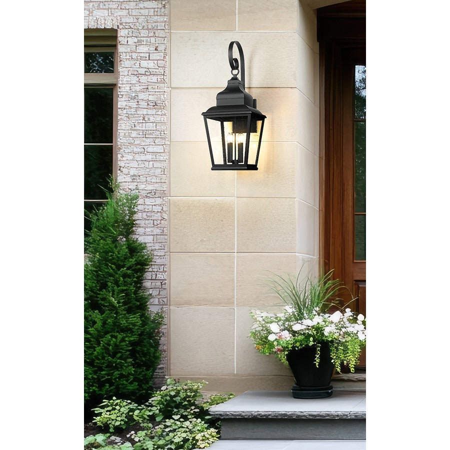 Z-Lite Raphael 4 Light Outdoor Wall Light, Sand Black/Clear Seedy