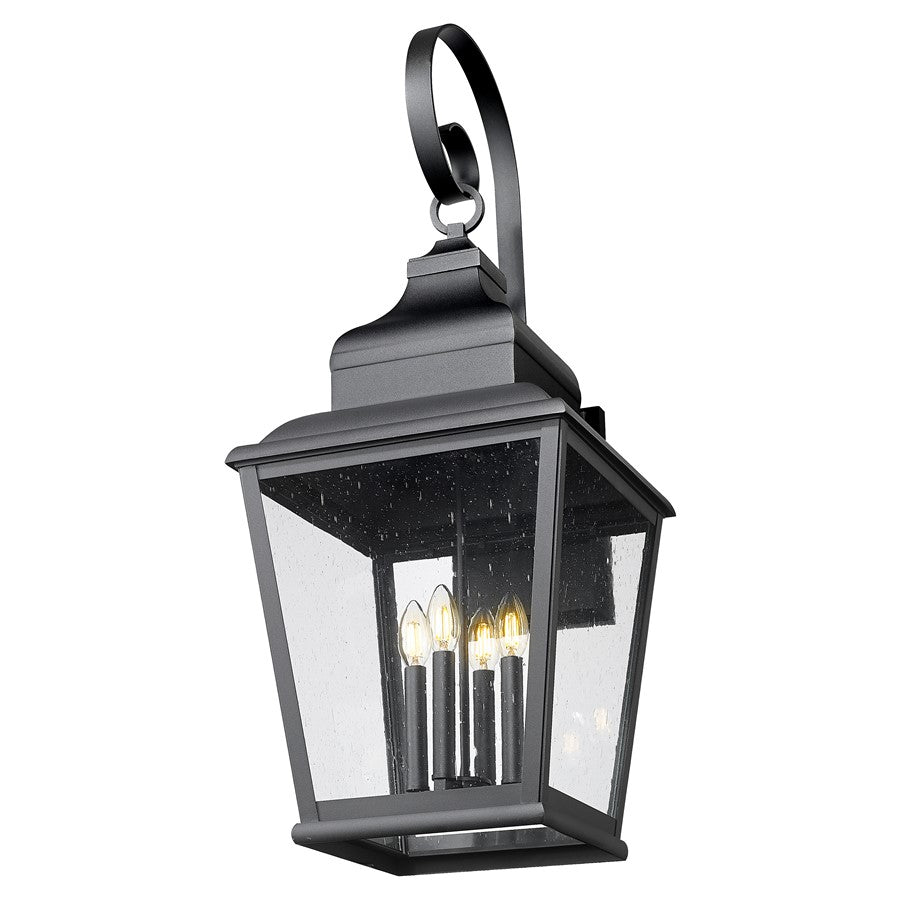 Z-Lite Raphael 4 Light Outdoor Wall Light, Sand Black/Clear Seedy