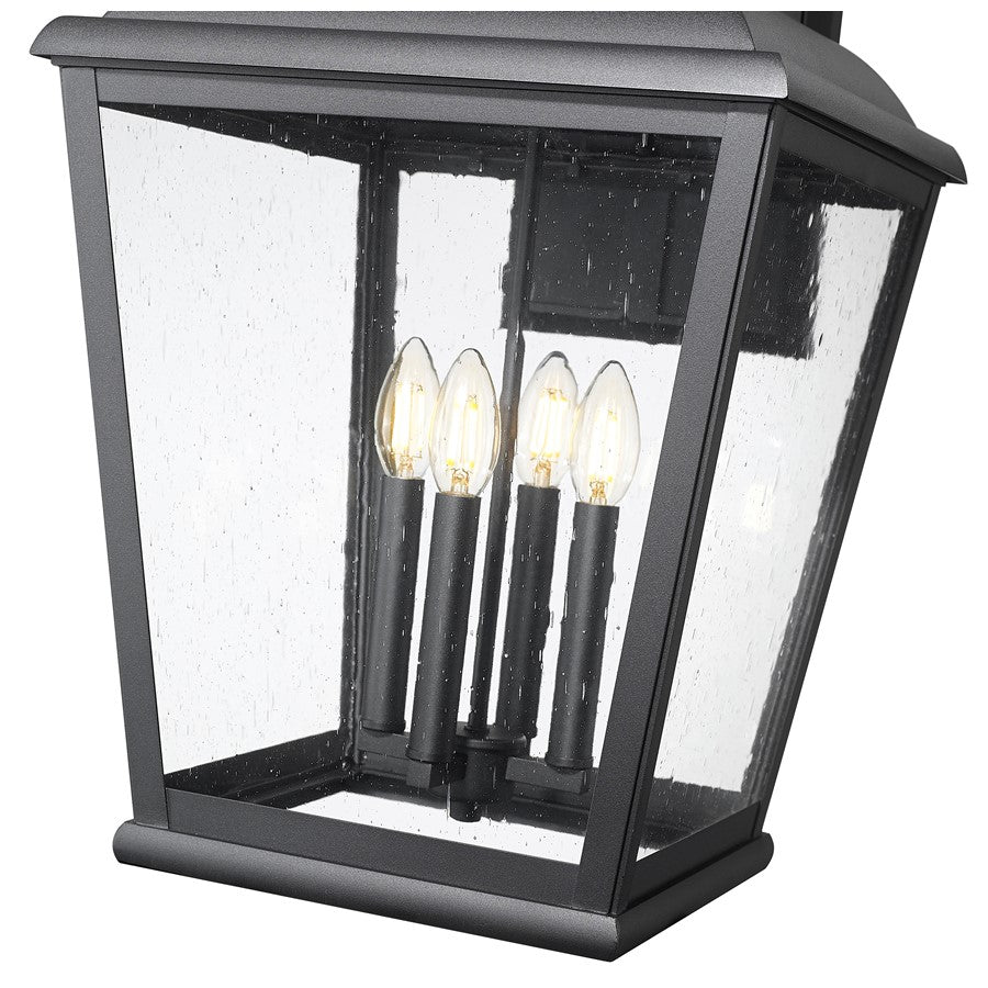 Z-Lite Raphael 4 Light Outdoor Wall Light, Sand Black/Clear Seedy