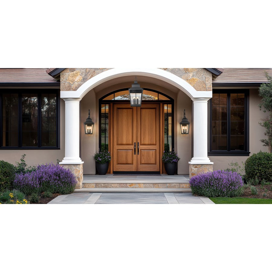 Z-Lite Raphael 5 Light Outdoor Wall Light, Sand Black/Clear Seedy