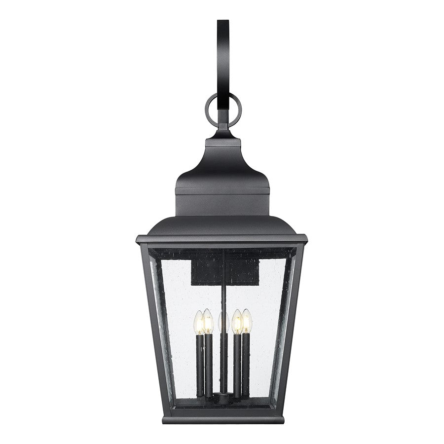 Z-Lite Raphael 5 Light Outdoor Wall Light, Sand Black/Clear Seedy