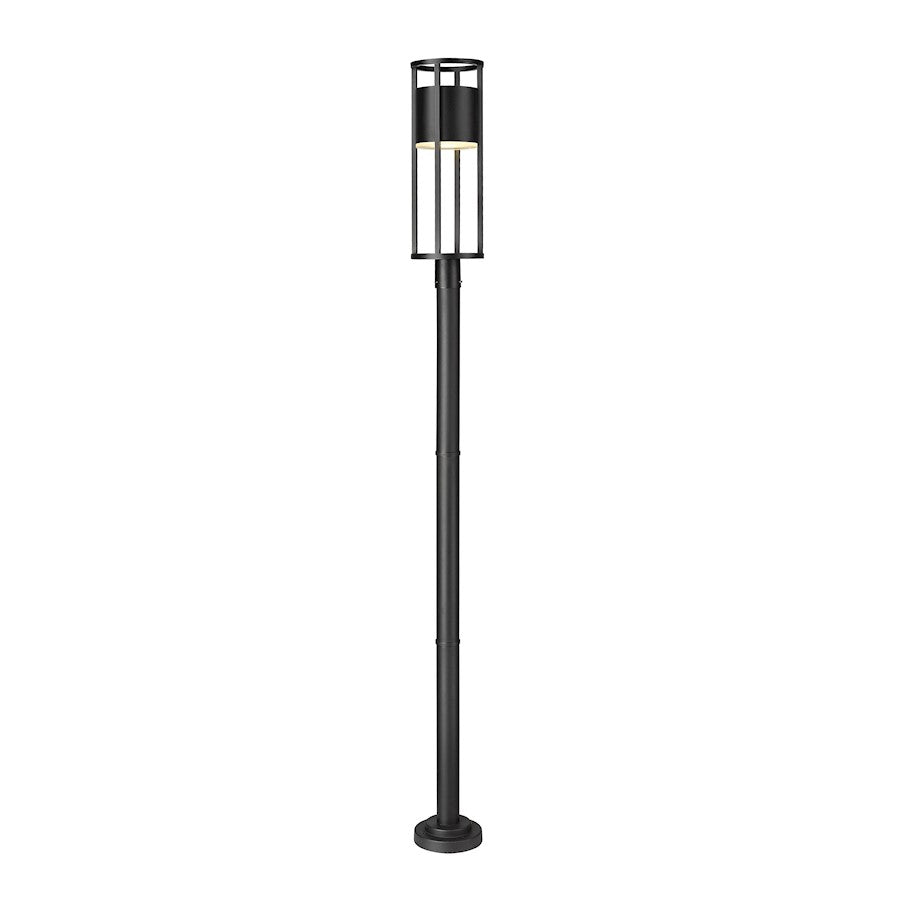 Z-Lite Luca 1 Light 9.25" Outdoor Post Mount, Black/Etched - 517PHB-567P-BK-LED