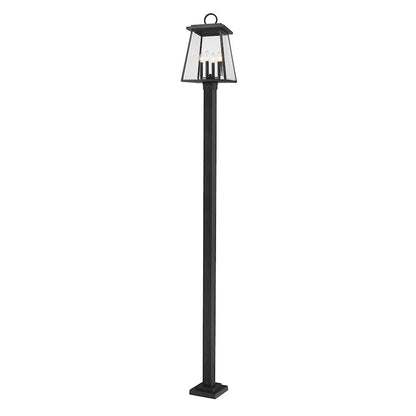 Z-Lite Broughton 4Lt 12.5" Outdoor Post/Square, Black/Beveled - 521PHBS-536P-BK