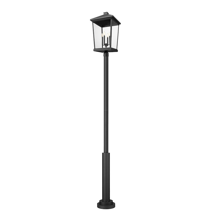 Z-Lite Beacon 4Lt 16" Outdoor Post Mount, Black/Beveled