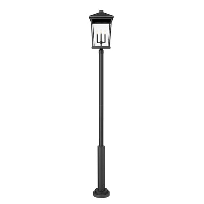 Z-Lite Beacon 4Lt 16" Outdoor Post Mount, Black/Beveled