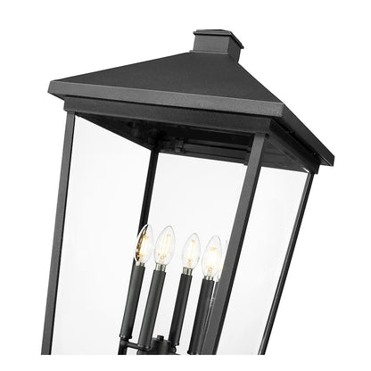 Z-Lite Beacon 4Lt 16" Outdoor Post Mount, Black/Beveled