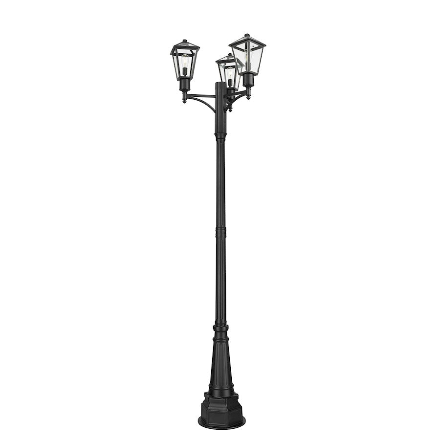 Z-Lite Talbot 3Lt 27.5" Outdoor Post Mount, Black/Beveled