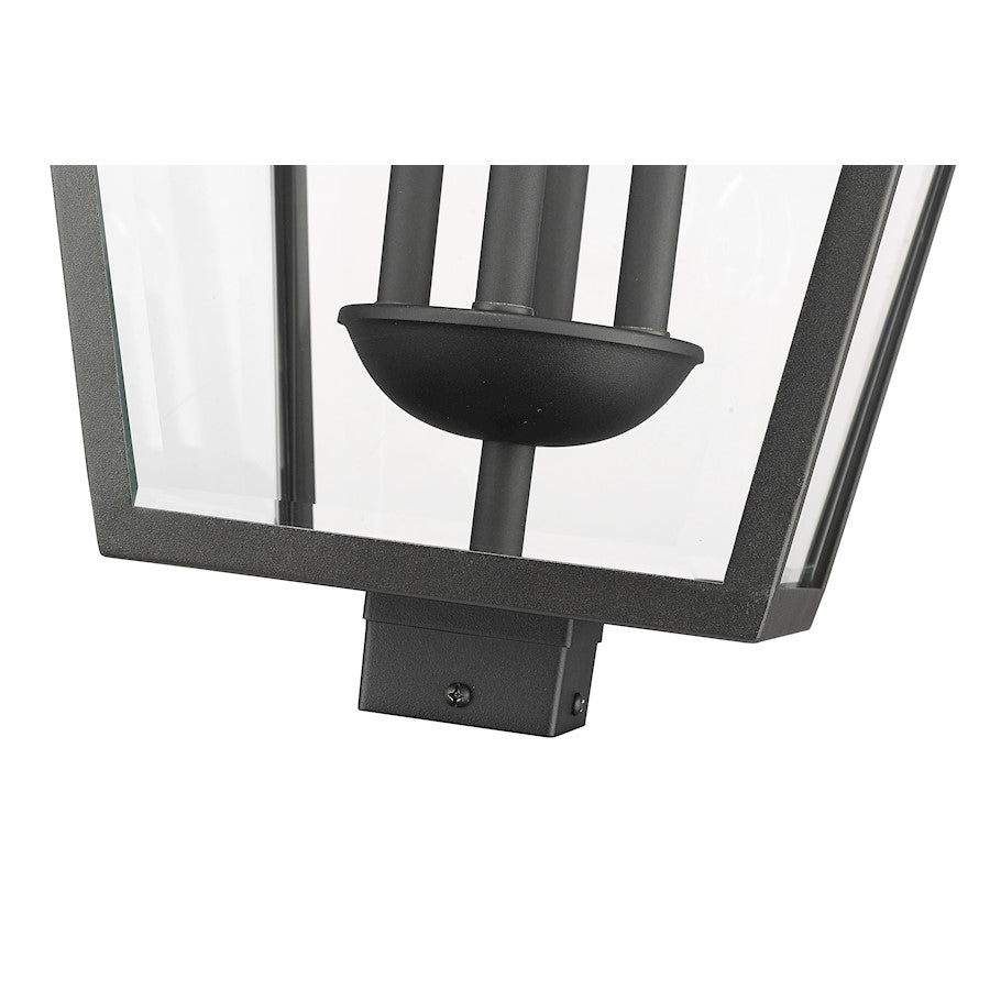 Z-Lite Talbot 4 Light Outdoor Post Mount, Black/Clear Beveled