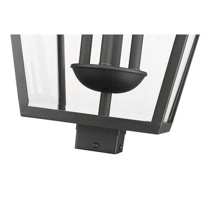 Z-Lite Talbot 4 Light Outdoor Post Mount, Black/Clear Beveled