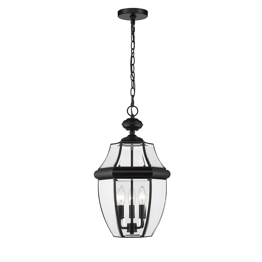 Z-Lite Westover 3 Light Outdoor Chain Mount Ceiling, Black/Beveled