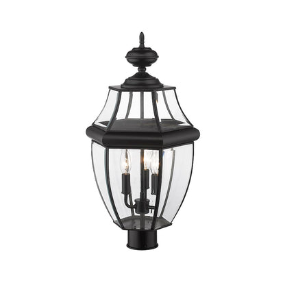 Z-Lite Westover 3 Light 20" Outdoor Post Mount, Black/Beveled