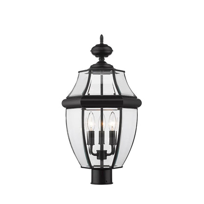 Z-Lite Westover 3 Light 20" Outdoor Post Mount, Black/Beveled