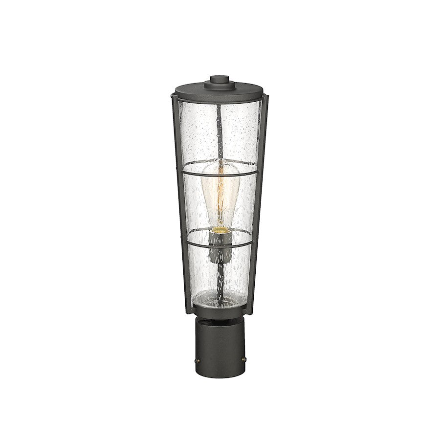 Z-Lite Helix 1 Lt Outdoor Post Mount Fixture, Black/Clear Seedy