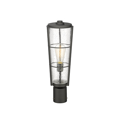 Z-Lite Helix 1 Lt Outdoor Post Mount Fixture, Black/Clear Seedy