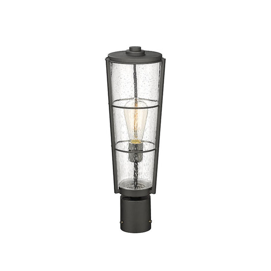Z-Lite Helix 1 Lt Outdoor Post Mount Fixture, Black/Clear Seedy
