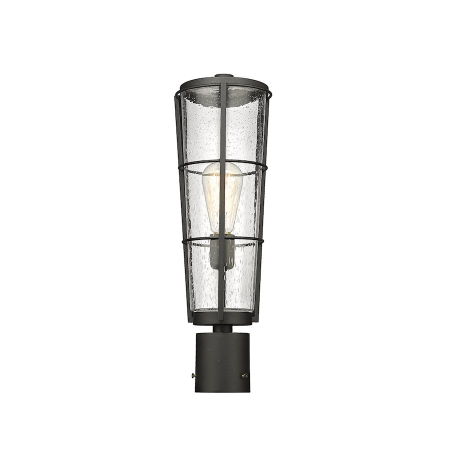 Z-Lite Helix 1 Lt Outdoor Post Mount Fixture, Black/Clear Seedy