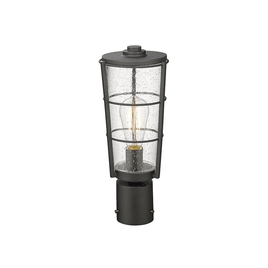 Z-Lite Helix 1 Lt Outdoor Post Mount Fixture, Black/Clear Seedy
