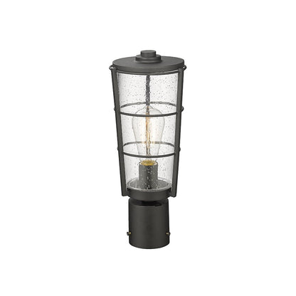 Z-Lite Helix 1 Lt Outdoor Post Mount Fixture, Black/Clear Seedy