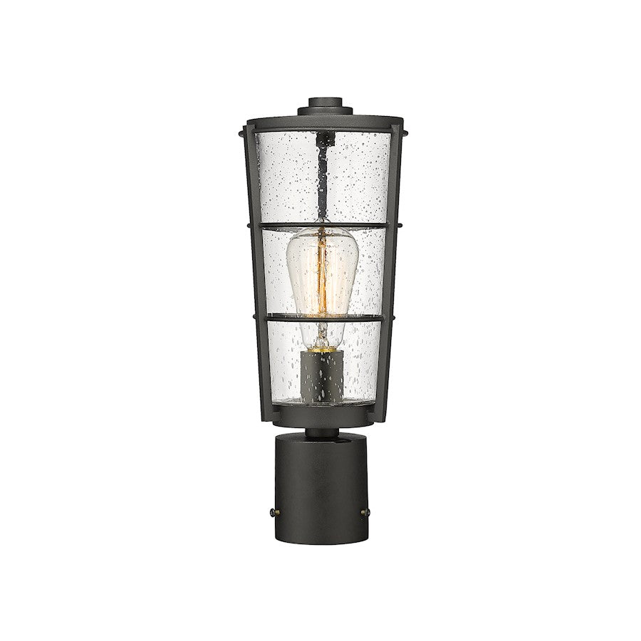 Z-Lite Helix 1 Lt Outdoor Post Mount Fixture, Black/Clear Seedy