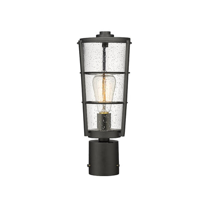 Z-Lite Helix 1 Lt Outdoor Post Mount Fixture, Black/Clear Seedy