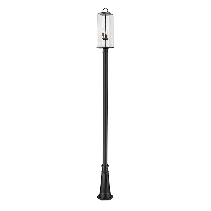 Z-Lite Sana 3 Light 10" Outdoor Post Mount, Black/Seedy - 592PHBR-519P-BK