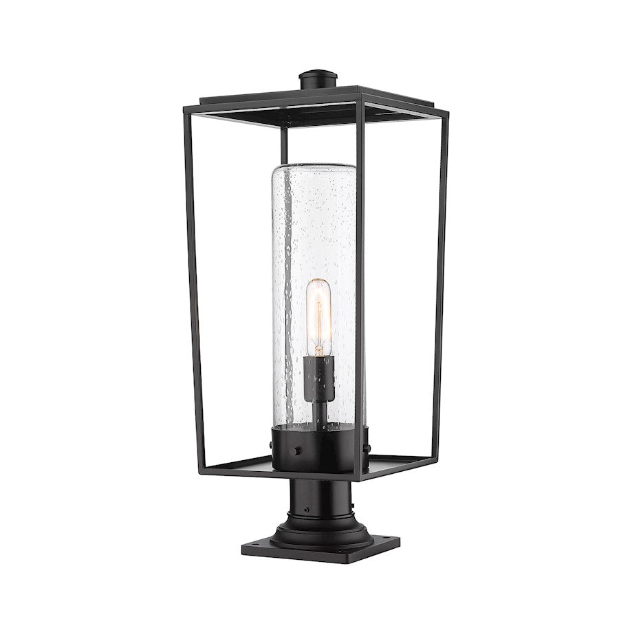 Z-Lite Sheridan 1 Light Outdoor Pier Mount, Black/Seedy