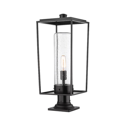 Z-Lite Sheridan 1 Light Outdoor Pier Mount, Black/Seedy