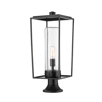 Z-Lite Sheridan 1 Light Outdoor Pier Mount, Black/Seedy