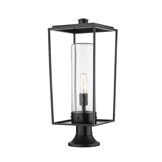 Z-Lite Sheridan 1 Light Outdoor Pier Mount, Black/Seedy