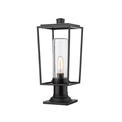 Z-Lite Sheridan 1 Light Outdoor Pier Mt, Round, BK/Seed