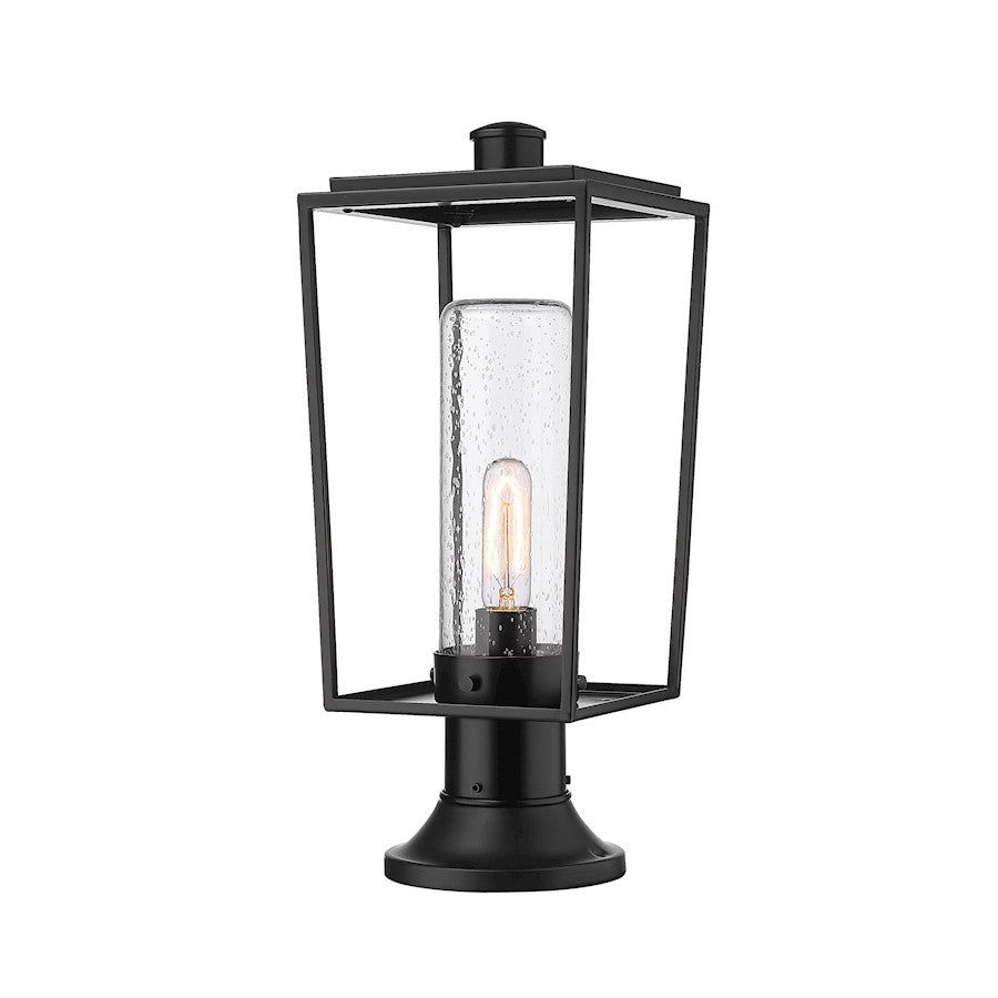 Z-Lite Sheridan 1 Light Outdoor Pier Mt, Round, BK/Seed