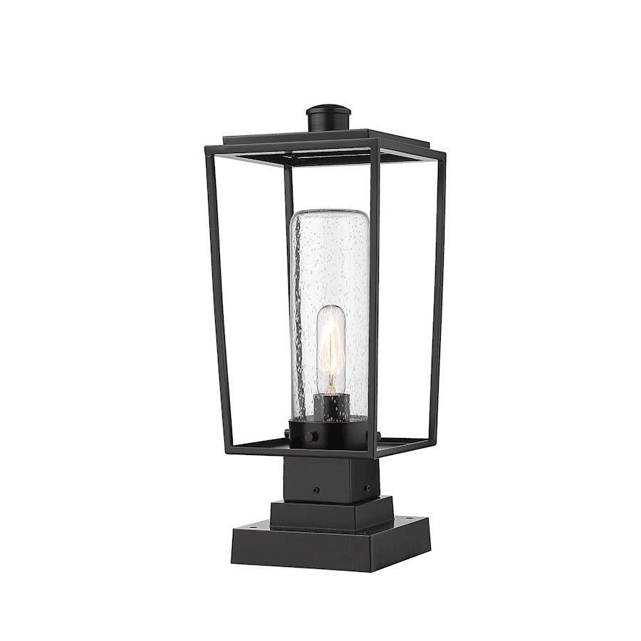 Z-Lite Sheridan 1 Light Outdoor Pier Mt, Round, BK/Seed