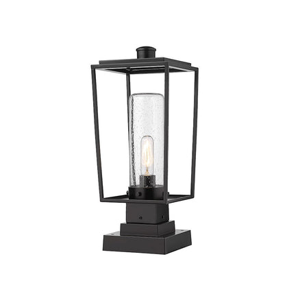 Z-Lite Sheridan 1 Light Outdoor Pier Mt, Round, BK/Seed