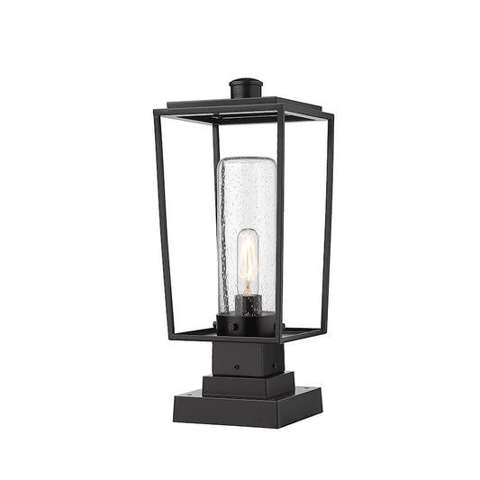 Z-Lite Sheridan 1 Light Outdoor Pier Mt, Round, BK/Seed