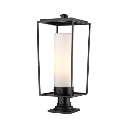 Z-Lite Sheridan 1 Light Outdoor Pier Mount, Black/WH