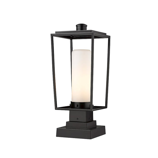 Z-Lite Sheridan 1 Light Outdoor Pier Mount/Square, Black/White