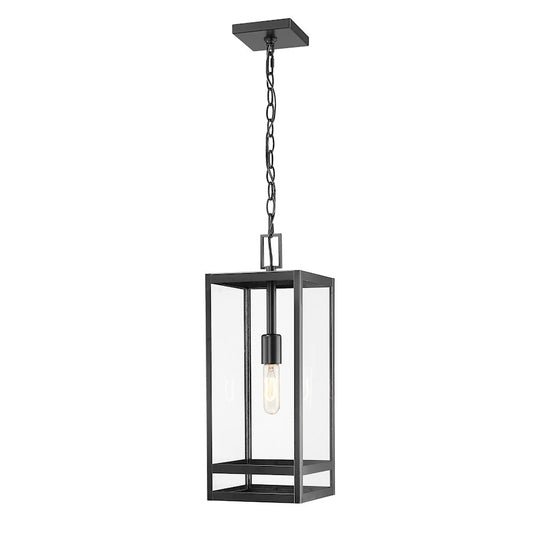 Z-Lite Nuri 1 Light Outdoor Ceiling Mount, Black/Clear