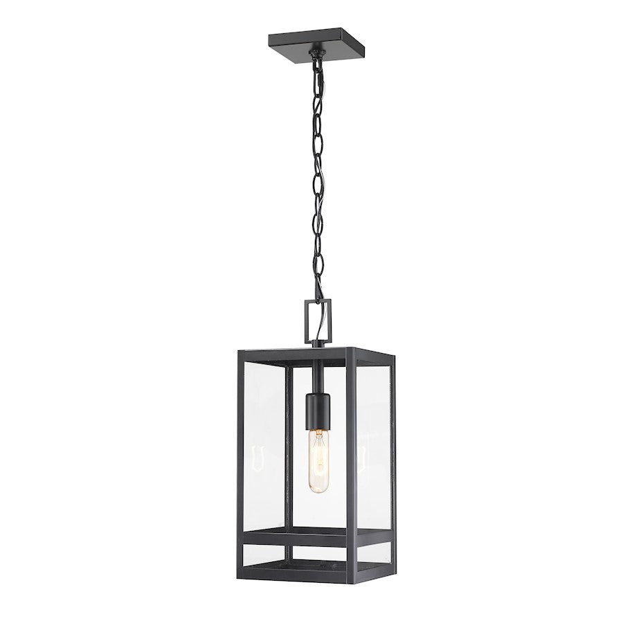 Z-Lite Nuri 1 Light Outdoor Ceiling Mount, Black/Clear