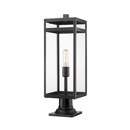 Z-Lite Nuri 1 Light 23.50" Outdoor Pier Mount/SQ, Black/Clear