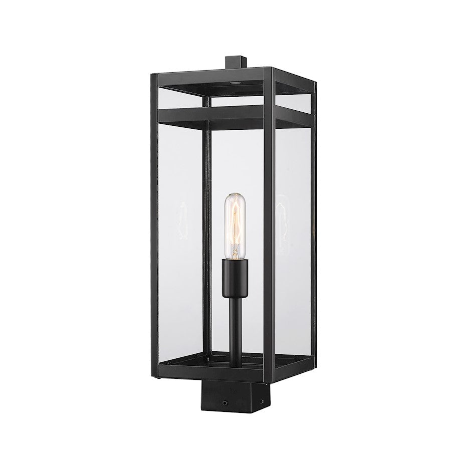 Z-Lite Nuri 1 Light Outdoor Post Mount in Black/Clear