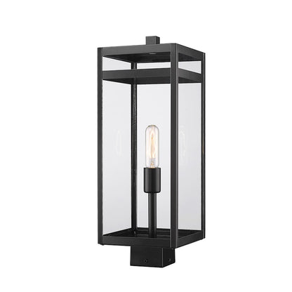 Z-Lite Nuri 1 Light Outdoor Post Mount in Black/Clear