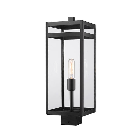 Z-Lite Nuri 1 Light Outdoor Post Mount in Black/Clear