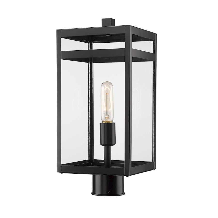 Z-Lite Nuri 1 Light 17" Outdoor Post Mount, Black/Clear
