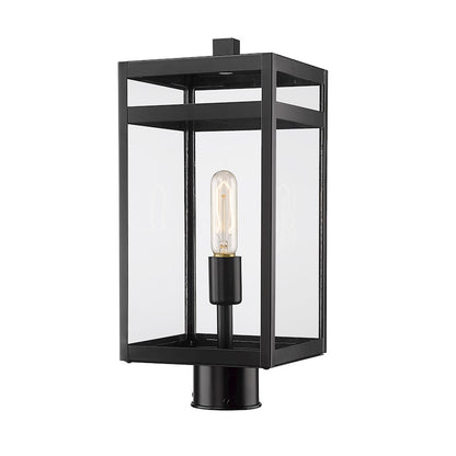 Z-Lite Nuri 1 Light 17" Outdoor Post Mount, Black/Clear