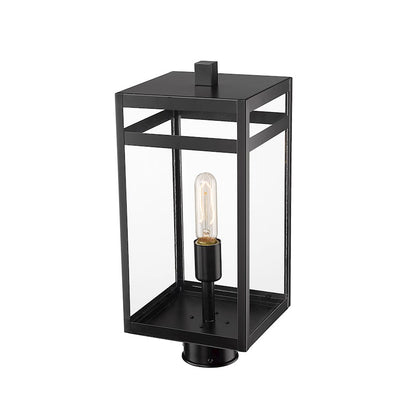 Z-Lite Nuri 1 Light 17" Outdoor Post Mount, Black/Clear