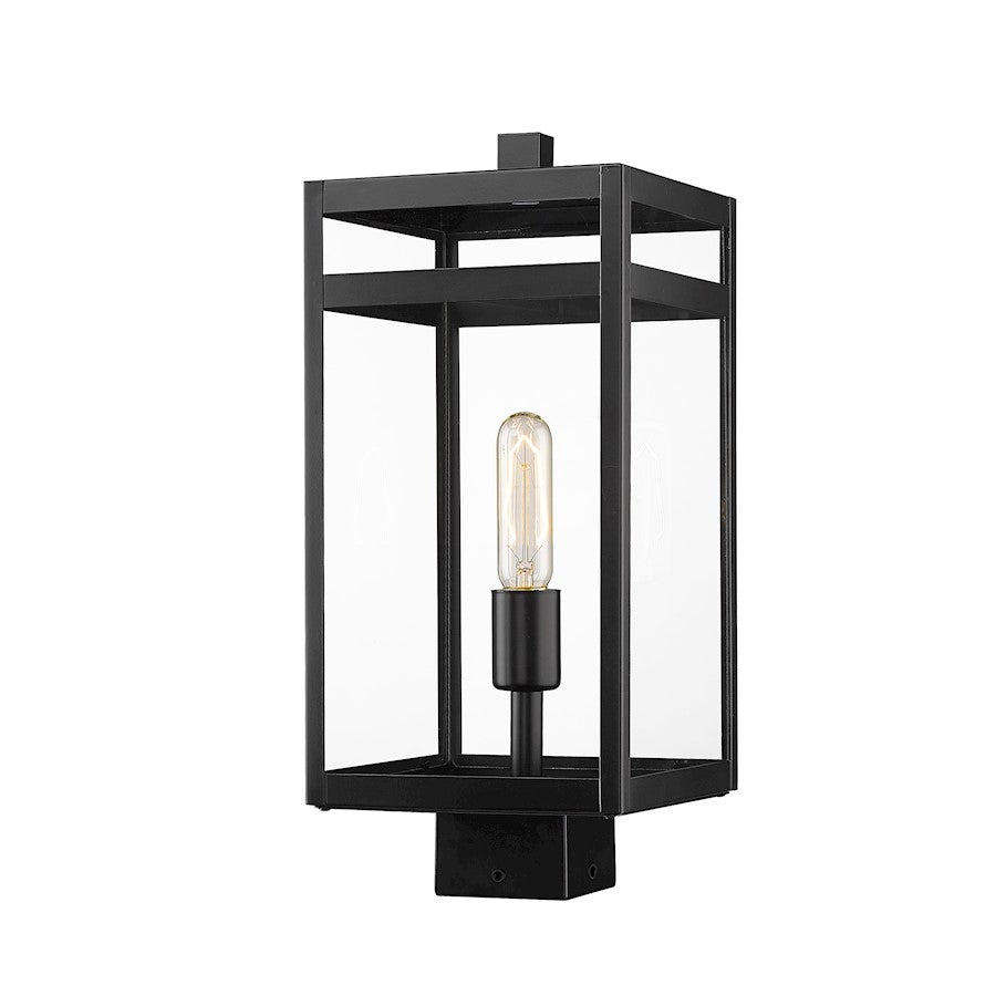 Z-Lite Nuri 1 Light 17" Outdoor Post Mount, Black/Clear