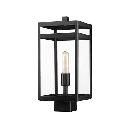 Z-Lite Nuri 1 Light 17" Outdoor Post Mount, Black/Clear